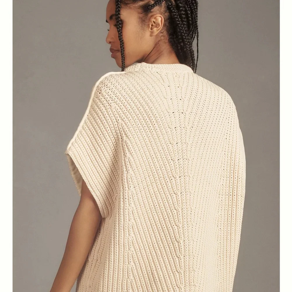 rag & bone Shane Cream Chunky Knit Sweater Vest Boxy Fit Size S - Picture 4 of 11